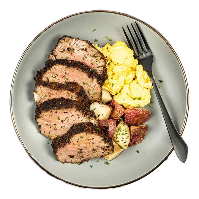 Coffee-Rubbed Steak and Eggs